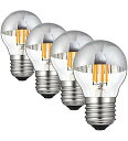 千飾 LED電球 シルバーランプ 半分クローム 電球 口金E26 LEDシルバーランプ 調光対応 G45形 6W 600lm 電球色 密閉器具対応 ガラス球内面...