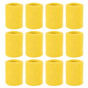 PATIKIL スポーツ用リストバンド 8x8cm テニス バスケットボール ワーキングアウト アスレチックランニング用 吸汗性スウェットバンド イエロー 12...