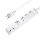 EXHEART USBポート付スイッチタップ 1m (AC ×4 / USB ×2) 急速充電 延長コード (高出力 / 最大3.4A) コンセント 白 電源タップ スイッチ (可動式プラグ/ホコリ防止シャッター)