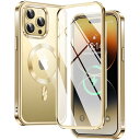 【両面保護ケース・MagSafe対応】FONKCASE iPhone14 Pro 用 ケース ストラップホール付き【本体の色・CDリング】メッキバンパーケース クリア PC背面 黄変防止 アイホン14プロケース 全面保護 カバ