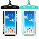 【2枚セット】防水ケース スマホ用 IPX8認証 全面クリア 押し易いサイドボタン 顔認証 撮影 通話 タッチ快適 海 水中 温泉 風呂 プール iPhone/Android スマートフォン7.2インチ以下インチ以下全