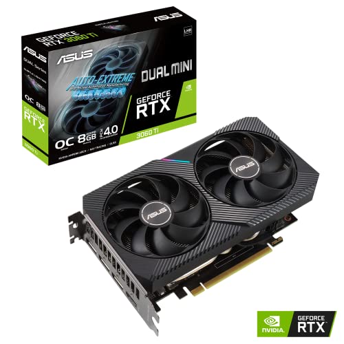 ASUSTek DUAL NVIDIA GeForce RTX 3060 Ti 搭載ビデオカード OC/PCIe 4.0 / 8GB GDDR6 / HDMI 2.1 / DisplayPort 1.4a / 2スロット設計 / Axial-techファン設計/DUAL-RTX3060TI-O8G-MINI-V2