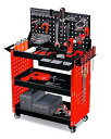 MIMIER ツールワゴン ツールカート 工具ワゴン 工具カート 3段 キャスター付 ドライバーホール メッシュパネル 側面プレート 耐荷重195KG 360度...