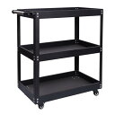 MIMIER ツールワゴン 3段 キャスター付 ブラック 耐荷重150KG 幅65.5CM×奥行36CM×高さ78.5CM 業務用 ハンドル ドライバーホール付...
