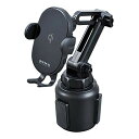 セイワ(SEIWA) 車内用品 スマホホルダー Qi ワイヤレス充電器搭載 ブラック D600 ドリンクホルダー差込取付 USB Power Delivery入...