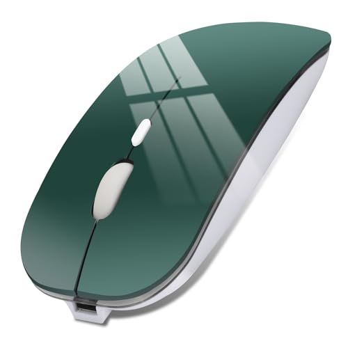 マウス Bluetooth 充電式 ワイヤレスマウス 薄型 無線マウス 静音 2.4GHz 3DPIモード 光学式 高精度 持ち運び便利 Mac/Windows/Surface/Macbook/iPad/iPhone/PCに対応 (濃い緑)