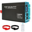 MFUZOP インバーター 正弦波 1000W 24V DC〜110V AC ピーク2000W リモコン付き USBおよびType C充電伝送インターフェース ...