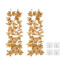 PATIKIL 造花 人工紅葉 ガーランド 長さ175cm 2個入り 人工葉 メープルリーフガーランド 楓の葉 秋の装飾 吊り下げつる葉 装飾 自宅 結婚式 飾り 雰囲気作り パーティー用 イエロー