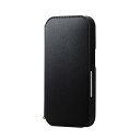 エレコム iPhone 14 Pro ケース カバー 手帳型 耐衝撃 レザー マグネット開閉 カードポケット付き ストラップホール付き ブラック PM-A22CPLFY2BK