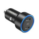 CHOETECH USB Type-C カーチャージャー 40W 2ポート シガーソケット 急速充電 PD&QC3.0対応 軽量 コンパクト 車載 充電器 12...
