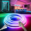LEDテープライト 30M RGB 100V EL蛍光チューブ管 高輝度 屋外 防水 16色変換 室内 LEDライト ネオンライト 呼吸ランプモードの調整可能な...