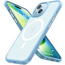 【米軍規格・Magsafe対応】TORRAS iPhone 15 用 ケース 耐衝撃 マグネット搭載 ワイヤレス対応 半透明 マット 黄ばみなし ストラップホール付き アイフォン 15 用 カバー Guardian-Mag ライトブルー
