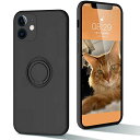 iPhone 11 ケース リング付き 回転 シリコン アイフォン11 シリコンケース レンズの全面保護 リング付ケース 耐衝撃 超軽量 指紋防止 全面保護 iPhone11 ソフト カバー (ブラック)
