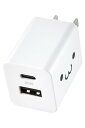 エレコム Type-C 充電器 20W USB PD対応 2ポート USB-C USB-A 【iPhone 16 15 14 Android 等対応】 しろちゃん EC-AC22WF