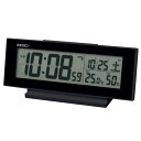 セイコークロック(Seiko Clock) 目覚まし時計 常時点灯 電波 デジタル カレンダー 温度 湿度 表示 夜でも見える 黒・一部黒 82×206×51mm SQ324K