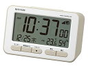 リズム(RHYTHM) 目覚まし時計 電波時計 電子音 アラーム (スヌーズ 付) 温度計 湿度計 カレンダー ベージュ 7.8×12×5.4cm フィットウェーブ D234 8RZ234SR38