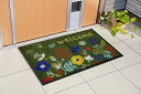 イケヒコ 玄関マット フォレスタ グリーン 約47×75cm 花柄 屋外用 マット #2041909