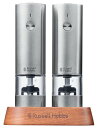 ラッセルホブス 電動ミル 充電式 ソルト&ペッパー 岩塩 胡椒 スパイス 粗さ調節可能 ミニ 2本セット シルバー 7942JP