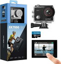 AKASO EK7000 Pro 4K アクションカメラ + 64GBメモリカード 2000万画素 タッチパネル式 Type-C外部マイク対応 手ブレ補正 WI...