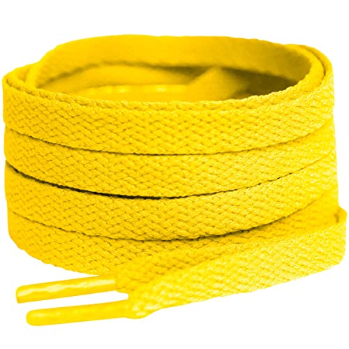 [HIGH FIVE] 靴紐 シューレース 平紐 100cm 120cm 140cm 160cm 無地 スニーカー ローカット ハイカット カラフル SHOELACES 2本セット 120cmイエロー