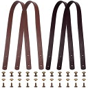 SUPERFINDINGS かばん 持ち手 60cm 4本 人工 レザーバッグストラップ 幅1.85cm ミシンバッグハンドル ハンドバッグ 財布 交換用 2色...