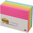 ポストイット 付箋 罫線入り ノート大 ネオンカラー 75×127mm 100枚×5パッド 635-5AN