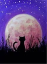 5Dダイヤモンド絵画キット, Awesocrafts 星空 猫の月 全面 ラインストーン 初心者 塗装クロスステッチ刺繍DIYクリスマスプレゼント装飾 (ネコ)