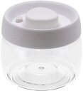 不二貿易 空気が抜けるキャニスター 400ml 幅10.9×奥行10.9×高さ9.1cm ホワイト 保存容器 密閉 真空 40697