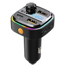 QISI FMトランスミッター bluetooth 車 シガーソケット スマートフォン usb type-c ポート 急速充電 車で音楽再生 LEDライト付き ...