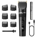 バリカン 2025新登場 USB充電式 ヘアーカッター 電動バリカン バリカンメンズ 5段階刈り高さ調節 3段階スピード LEDディスプレイ 大容量バッテリー 自動研磨 6種類ガイドコーム 低騒音 IPX7防水(2)