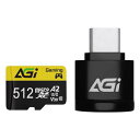 AGI 512GB TF138 MicroSDXC メモリカード Type C カードリーダー付き A2 U3 V30 4K C10(読み込み・書き込み速度98/70MBs)