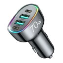 Joyroom シガーソケット 急速充電器 【QC+PD 70W 急速充電】 カーチャージャー 4ポート シガーソケット usb 急速充電器 Type-C しが...