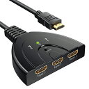 HDMI切替器、Vilcome 分配器 セレクター 3入力1出力 1080p/3D対応金メッキコネクタ搭載 電源不要 手動 Chromecast Fire TV...