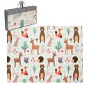 アストロ プレイマット リバーシブル 森の動物×きつね 150×200×1cm 収納バッグ付き ふわふわ ベビーマット クッションマット 折りたたみ お手入れ簡...