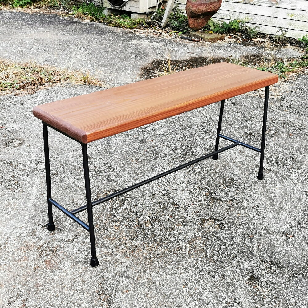 【鉄職人の作る素朴なベンチ】 素朴なベンチ 【アイアン】高さ 41cm 玄関 物置台 靴を履く時などに スツール キッチンチェア おしゃれ椅子 木製 四角 長方形 無垢材 コンパクト シンプル 日本製 カフェ 飲食店 花台 什器 店舗 [2]