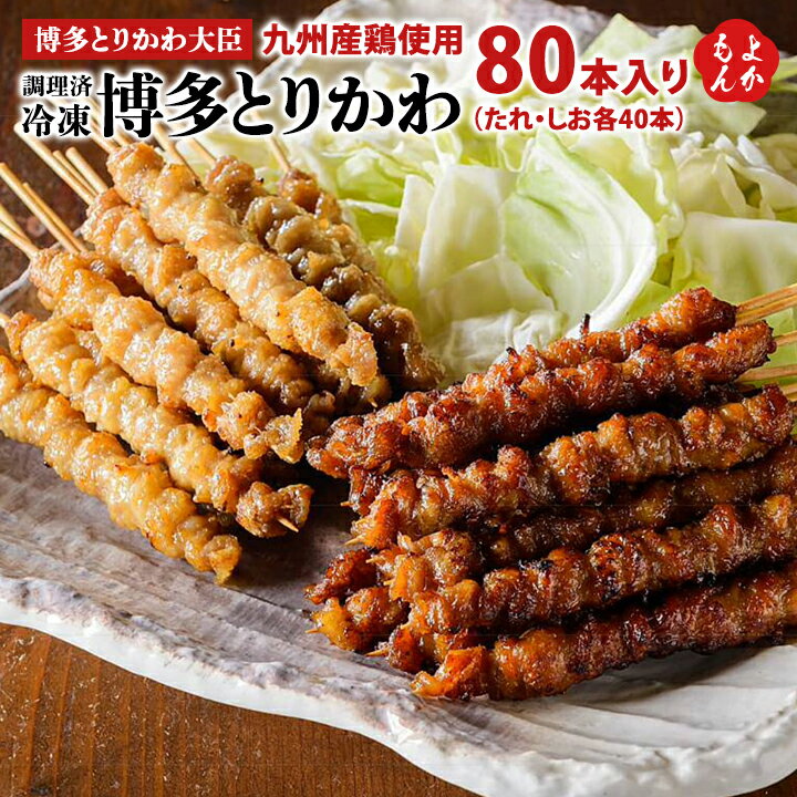 冷凍博多とりかわ80本入り（たれ・しお各40本）【送料無料】博多とりかわ大臣　チャネルティ 焼き鳥 九..