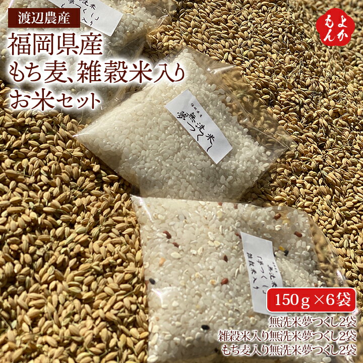 【1合 6袋】福岡県産もち麦 雑穀米入りお米セット【送料無料】渡辺農産 福岡 お取り寄せグルメ 福岡県よかもんショップ