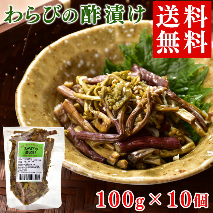 【送料無料】わらびの酢漬け100g 10袋【熊本県産蕨 わらび 使用】