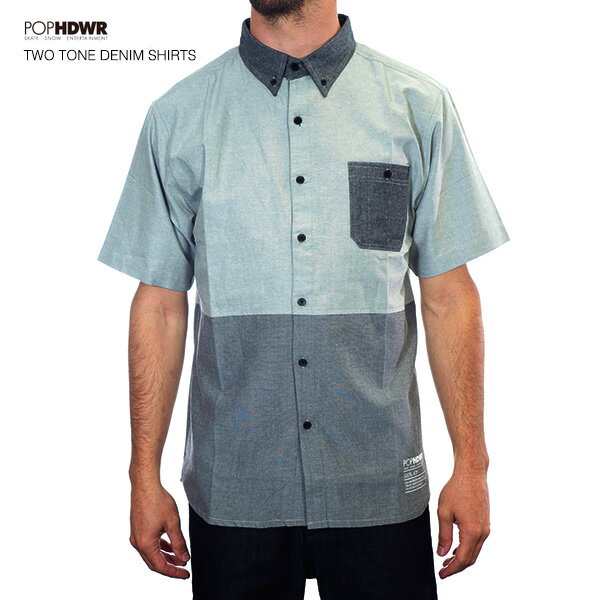 POP HDWR Two Tone Denim Short Sleeve Shirts /ポップヘッドウエア ツートーンシャツ 2015model