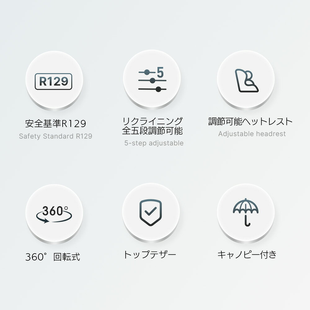チャイルドシート 新安全基準R129適合 新生児 ISOFIX 0歳〜12歳頃 360度回転式 40〜150cm 広いキャノピー ジュニアシート 洗える 取付簡単 キッズシート ベビーシート 帰省 出産祝い 赤ちゃん キッズ 孫 プレゼント 3