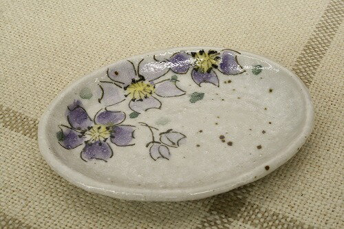 粉引色桜・紫小皿