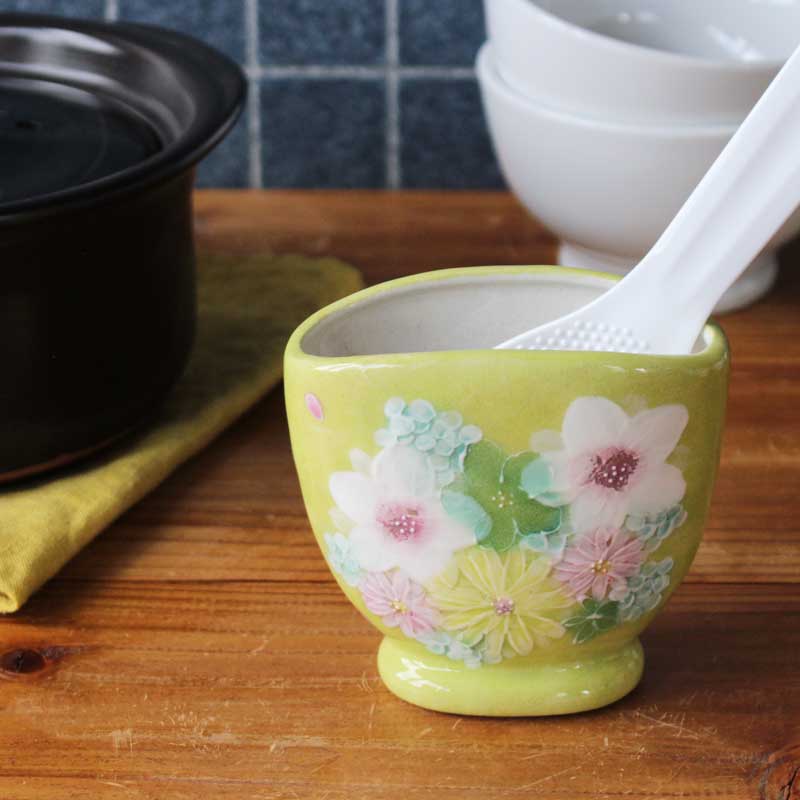 Rakuten - 【彩小花紋　しゃもじ立】　瀬戸焼 和食器 食器 陶器 キッチン雑貨 食卓小物 日本製 手描き 花柄 プレゼント 贈り物