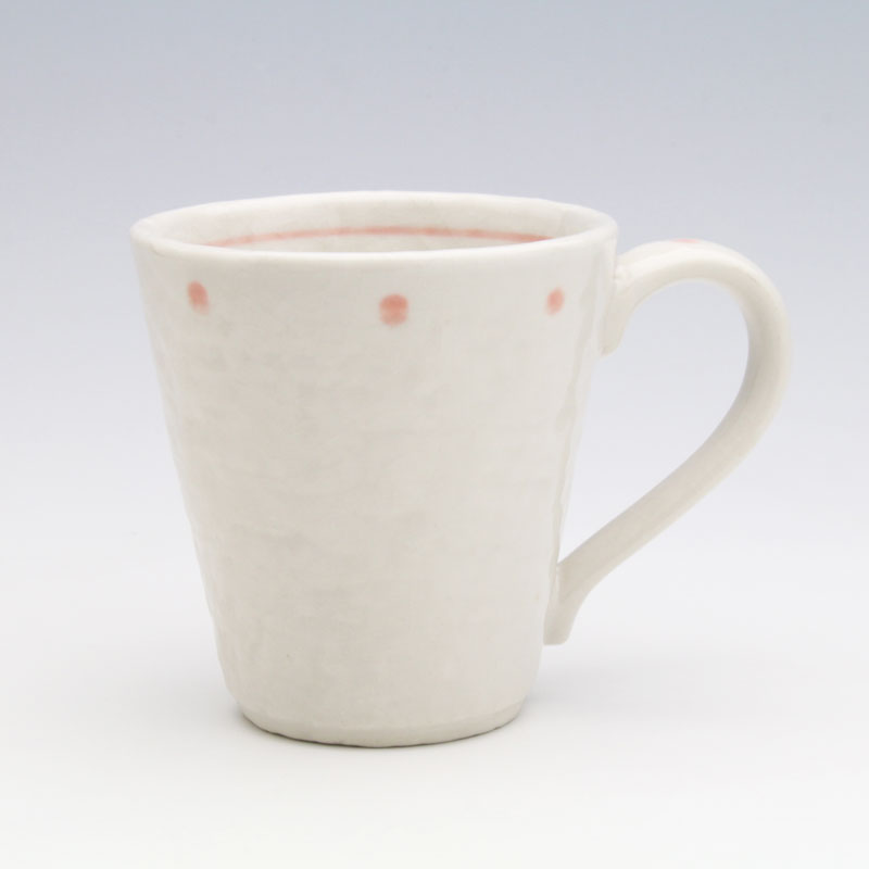 志野点紋　マグ（赤）　260ml 瀬戸焼 和食器 コップ MUG カップ シンプル 日本製