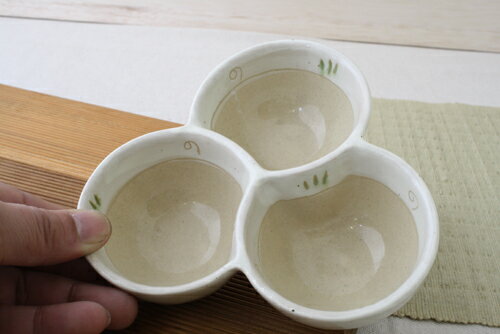 粉引菱紋 三色鉢