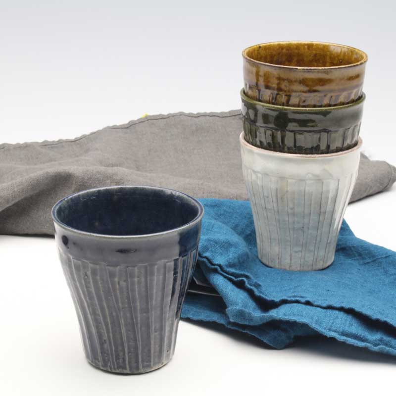 しのぎ陶コップ