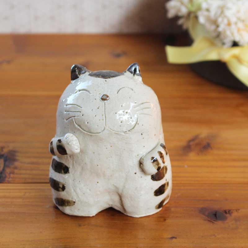 Rakuten - 百猫　置物（中）5681　猫 ネコ ねこ 置物 置き物 雑貨 インテリア かわいい オブジェ 手作り ハンドメイド 陶器 陶製 美濃焼 日本製