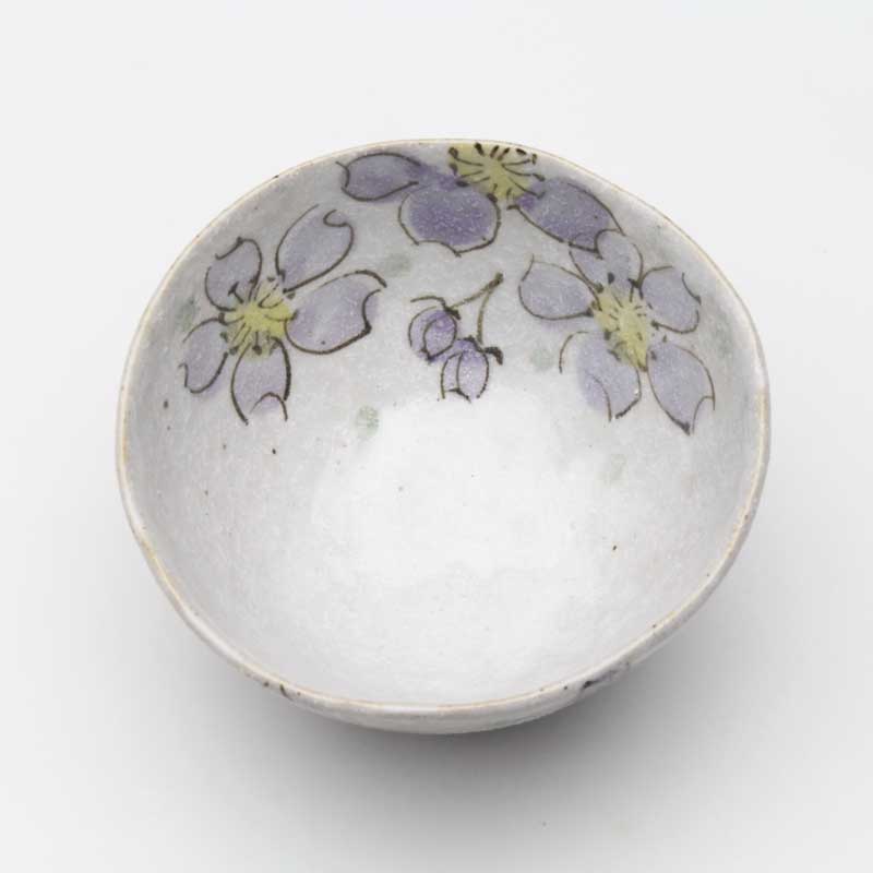 【粉引色桜　飯碗（紫）】瀬戸焼 和食器 食器 茶碗 手描き 花柄 プレゼント 贈り物 3