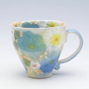 【釉彩青花　マグ】瀬戸焼 和食器 食器 コーヒーカップ 手描き 花柄 プレゼント 贈り物