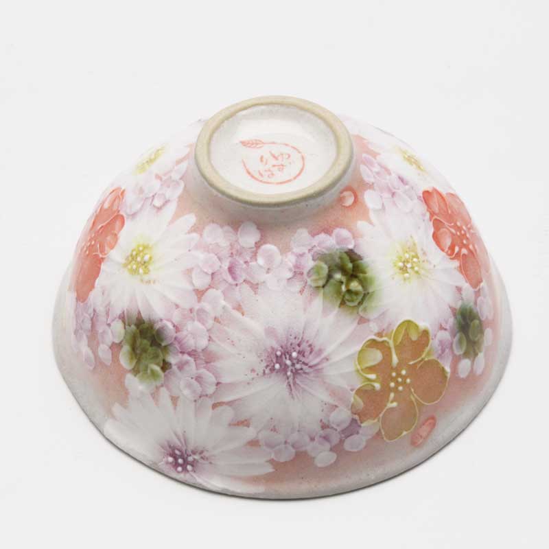 【彩紅小花　飯碗】瀬戸焼 和食器 食器 茶碗 手描き 花柄 プレゼント 贈り物