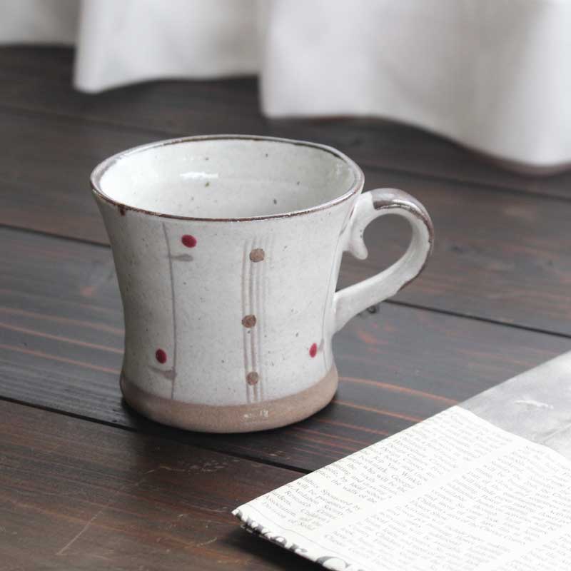 水玉十草 マグ　320ml 和食器 食器 コップ カップ コーヒーカップ 手描き 美濃焼 日本製 普段使い 贈り物 プレゼント